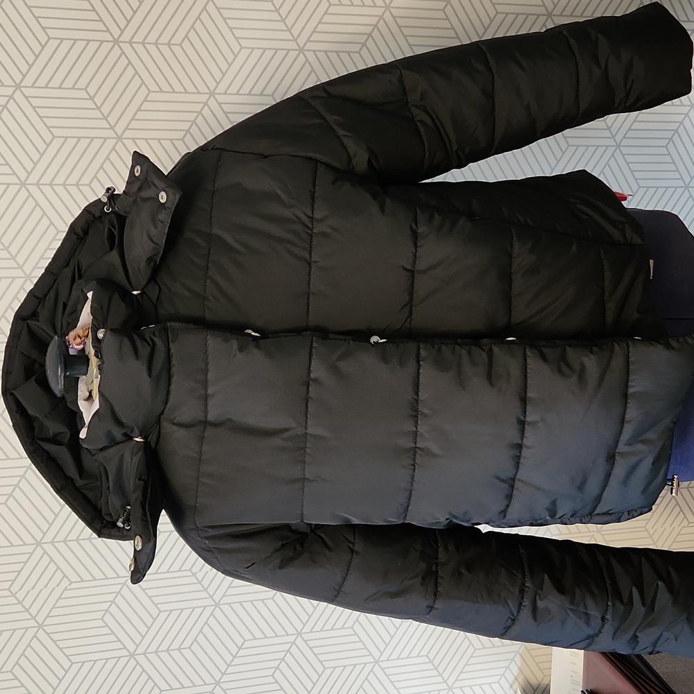 JOHNNY WAS Calme Recycled Poly Hooded Puffer Jacket Black Women's Size Medium